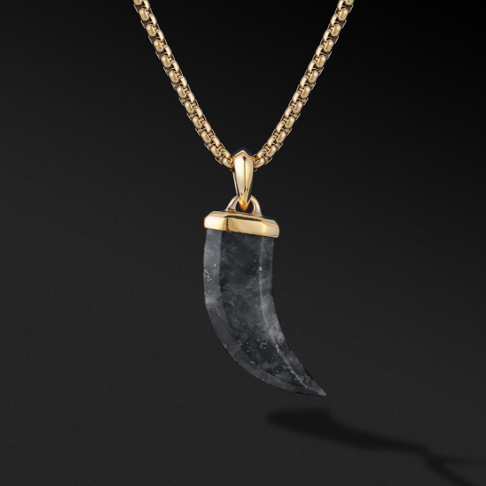 Black Labradorite Claw Necklace Mens 925 Sterling Silver Titanium FREE SHIPPING!